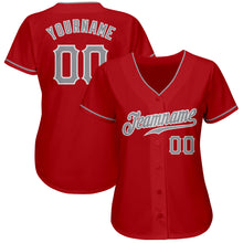 Load image into Gallery viewer, Custom Red Gray-White Authentic Baseball Jersey
