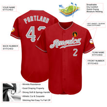 Load image into Gallery viewer, Custom Red Gray-White Authentic Baseball Jersey
