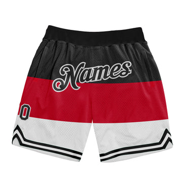 Custom Red Black-White 3D Pattern Design Multicolor Authentic Basketball Shorts