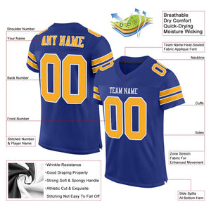 Custom Royal Gold-White Mesh Authentic Football Jersey
