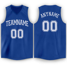 Load image into Gallery viewer, Custom Royal White V-Neck Basketball Jersey
