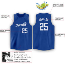 Load image into Gallery viewer, Custom Royal White Round Neck Basketball Jersey
