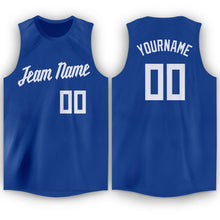 Load image into Gallery viewer, Custom Royal White Round Neck Basketball Jersey
