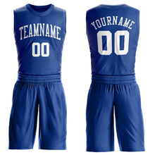 Load image into Gallery viewer, Custom Royal White Round Neck Suit Basketball Jersey
