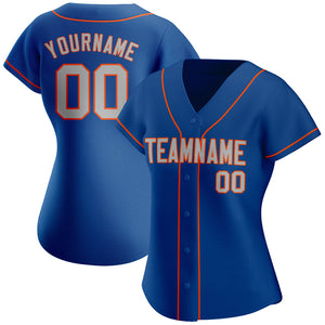 Custom Royal Gray-Orange Authentic Baseball Jersey