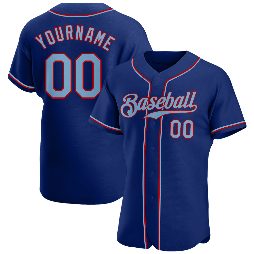 Custom Royal Light Blue-Red Authentic Baseball Jersey