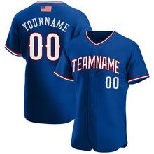 Load image into Gallery viewer, Custom Royal White-Red Authentic American Flag Fashion Baseball Jersey
