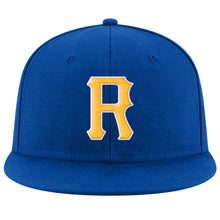 Load image into Gallery viewer, Custom Royal Gold-White Stitched Adjustable Snapback Hat
