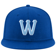 Load image into Gallery viewer, Custom Royal Light Blue-White Stitched Adjustable Snapback Hat

