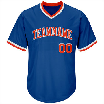 Custom Royal Orange-White Authentic Throwback Rib-Knit Baseball Jersey Shirt