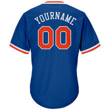 Load image into Gallery viewer, Custom Royal Orange-White Authentic Throwback Rib-Knit Baseball Jersey Shirt
