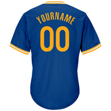 Load image into Gallery viewer, Custom Royal Gold-White Authentic Throwback Rib-Knit Baseball Jersey Shirt
