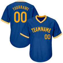 Load image into Gallery viewer, Custom Royal Gold-White Authentic Throwback Rib-Knit Baseball Jersey Shirt
