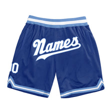 Load image into Gallery viewer, Custom Royal White-Light Blue Authentic Throwback Basketball Shorts
