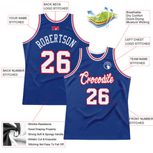 Load image into Gallery viewer, Custom Royal White-Red Authentic Throwback Basketball Jersey
