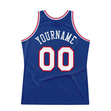 Load image into Gallery viewer, Custom Royal White-Red Authentic Throwback Basketball Jersey
