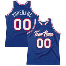 Load image into Gallery viewer, Custom Royal White-Red Authentic Throwback Basketball Jersey
