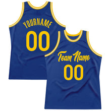 Load image into Gallery viewer, Custom Royal Gold-White Authentic Throwback Basketball Jersey
