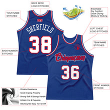 Load image into Gallery viewer, Custom Royal White-Red Authentic Throwback Basketball Jersey
