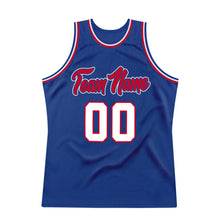 Load image into Gallery viewer, Custom Royal White-Red Authentic Throwback Basketball Jersey
