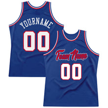 Load image into Gallery viewer, Custom Royal White-Red Authentic Throwback Basketball Jersey
