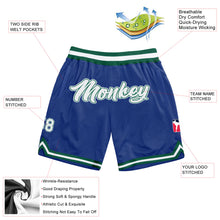 Load image into Gallery viewer, Custom Royal White-Kelly Green Authentic Throwback Basketball Shorts
