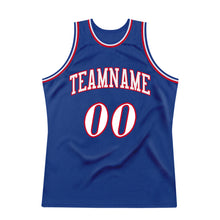 Load image into Gallery viewer, Custom Royal White-Red Authentic Throwback Basketball Jersey
