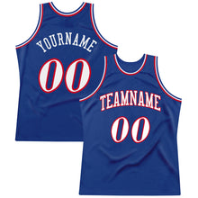 Load image into Gallery viewer, Custom Royal White-Red Authentic Throwback Basketball Jersey
