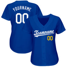 Load image into Gallery viewer, Custom Royal White-Gold Authentic Baseball Jersey
