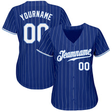 Load image into Gallery viewer, Custom Royal White Pinstripe White-Light Blue Authentic Baseball Jersey
