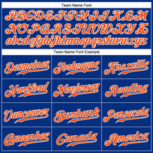 Load image into Gallery viewer, Custom Royal White Pinstripe Orange-White Authentic Baseball Jersey
