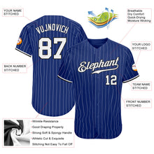 Load image into Gallery viewer, Custom Royal White Pinstripe White-Black Authentic Baseball Jersey
