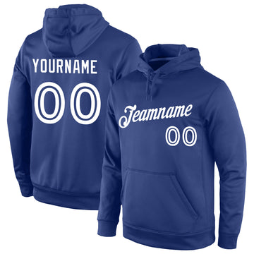 Custom Stitched Royal White Sports Pullover Sweatshirt Hoodie