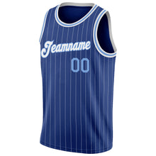 Load image into Gallery viewer, Custom Royal White Pinstripe Light Blue-White Authentic  Basketball Jersey
