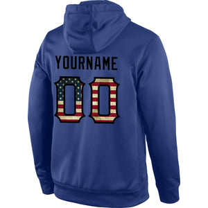 Custom Stitched Royal Vintage USA Flag-Black Sports Pullover Sweatshirt Hoodie