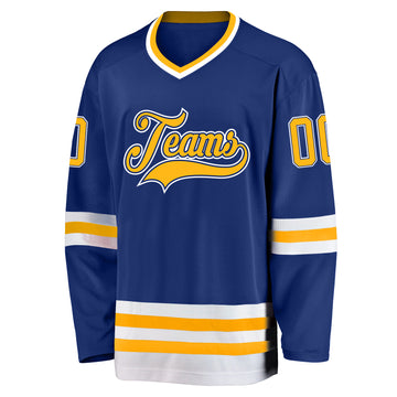 Custom Royal Gold-White Hockey Jersey