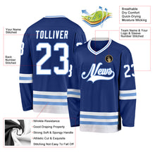 Load image into Gallery viewer, Custom Royal White-Light Blue Hockey Jersey
