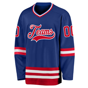 Custom Royal Red-White Hockey Jersey