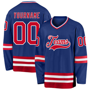 Custom Royal Red-White Hockey Jersey