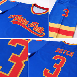 Custom Royal Red-Gold Hockey Jersey