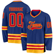 Load image into Gallery viewer, Custom Royal Red-Gold Hockey Jersey
