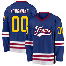 Load image into Gallery viewer, Custom Royal Gold-Maroon Hockey Jersey
