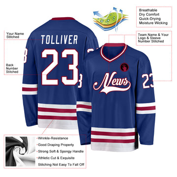 Custom Royal White-Maroon Hockey Jersey