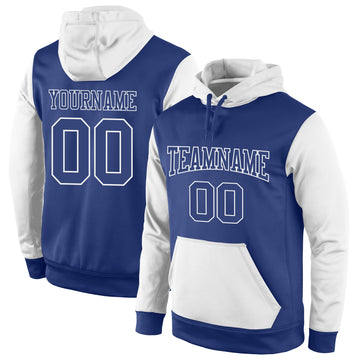 Custom Stitched Royal Royal-White Sports Pullover Sweatshirt Hoodie