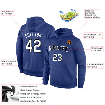 Custom Stitched Royal White-Black Sports Pullover Sweatshirt Hoodie