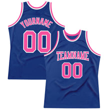 Load image into Gallery viewer, Custom Royal Pink-White Authentic Throwback Basketball Jersey
