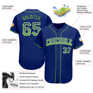 Custom Royal Neon Green-White Authentic Drift Fashion Baseball Jersey