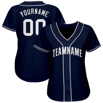 Custom Navy White Baseball Jersey