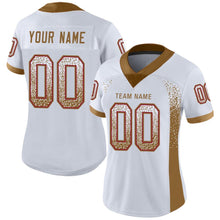 Load image into Gallery viewer, Custom White Old Gold-Red Drift Fashion Football Jersey
