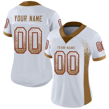 Custom White Old Gold-Red Drift Fashion Football Jersey